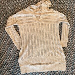 Soft Surroundings Beige V-Neck Hoodie Sweater